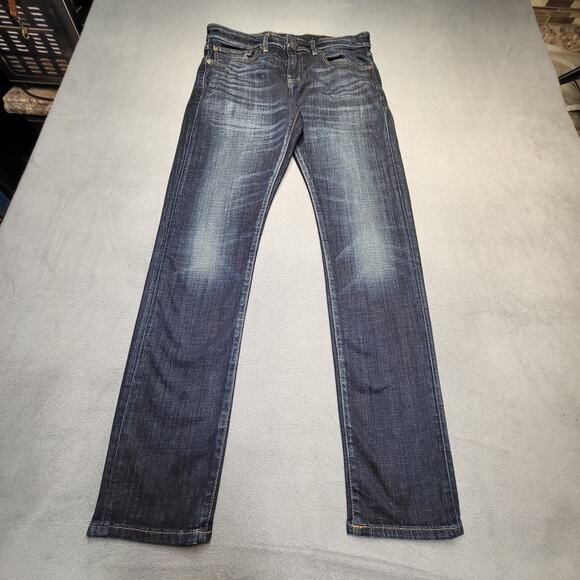 Lucky Brand Jeans Mens 32x32 Blue Slim Straight Distressed Denim - Picture 1 of 10